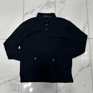 Zanone Ice Cotton Long Sleeve Polo Shirt Jumper Men 50 (M) Blue Italian